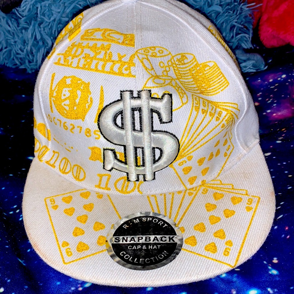 White and Gold Shiney Money Hat